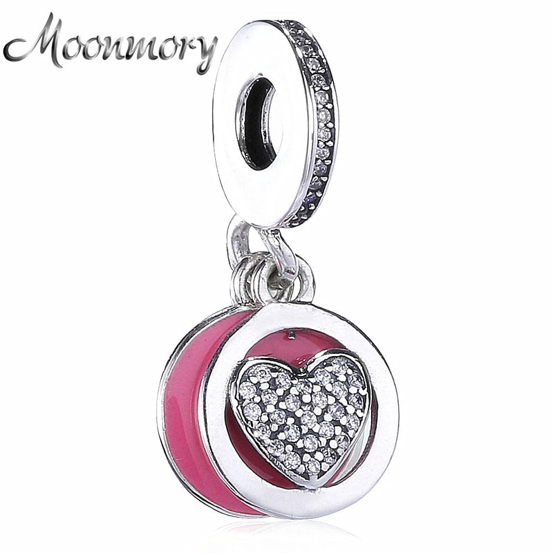 925 Sterling Silver Love Heart Enamel Charms Pendant for Bracelet & Necklace