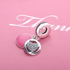925 Sterling Silver Love Heart Enamel Charms Pendant for Bracelet & Necklace