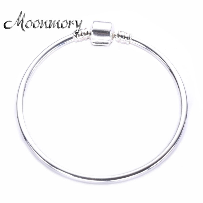 Europe Bangle 925 Sterling Silver With Clasp For Woman DIY Jewelry