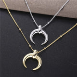925 Silver Moon Pendant Necklace For Women Long Chain