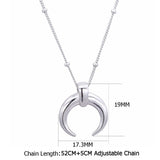 925 Silver Moon Pendant Necklace For Women Long Chain