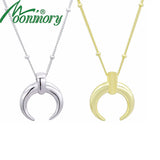 925 Silver Moon Pendant Necklace For Women Long Chain