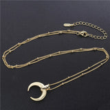 925 Silver Moon Pendant Necklace For Women Long Chain