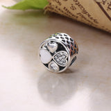 925 Silver Clover Flower Charms Beads With Full Zircon