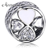 925 Silver Clover Flower Charms Beads With Full Zircon