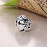 925 Silver Clover Flower Charms Beads With Full Zircon