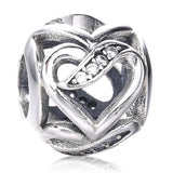 Spring 925 Silver Ribbons of Love Bead Charm With Clear Zircon