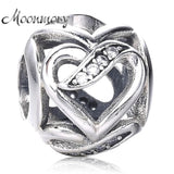 Spring 925 Silver Ribbons of Love Bead Charm With Clear Zircon