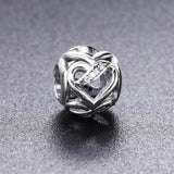 Spring 925 Silver Ribbons of Love Bead Charm With Clear Zircon