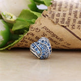 Sterling Silver Spring Aqua Heart Charm Bead for Bracelet DIY Jewelry