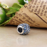 Sterling Silver Spring Aqua Heart Charm Bead for Bracelet DIY Jewelry