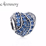 Sterling Silver Spring Aqua Heart Charm Bead for Bracelet DIY Jewelry