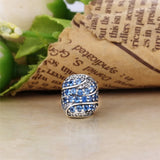 Sterling Silver Spring Aqua Heart Charm Bead for Bracelet DIY Jewelry