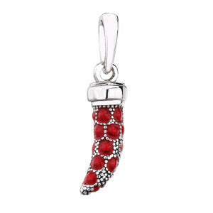Summer 925 Silver Cyan Crystal Horn Pendant Charms
