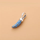 Summer 925 Silver Cyan Crystal Horn Pendant Charms