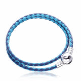 Summer Ivory Pink Braided Double Leather Charm Bracelet