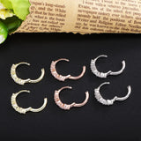 925 Silver Huggie Hoop Earrings CZ Stones Europe Jewelry Sizes