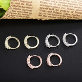 925 Silver Huggie Hoop Earrings CZ Stones Europe Jewelry Sizes