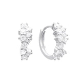 925 Silver Huggie Hoop Earrings CZ Stones Europe Jewelry Sizes
