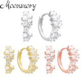 925 Silver Huggie Hoop Earrings CZ Stones Europe Jewelry Sizes