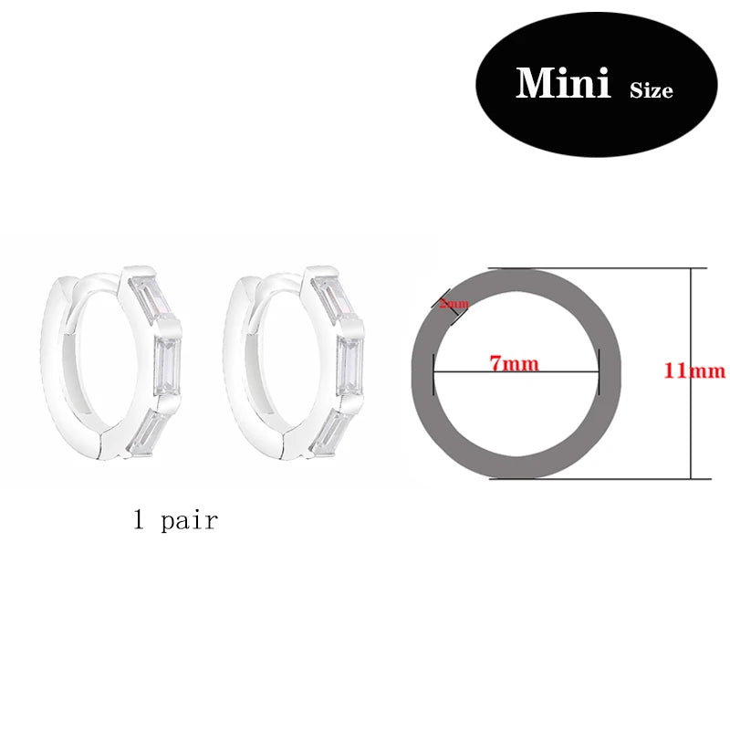 925 Silver Rainbow Spike Earrings CZ Huggie Hoops