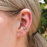 925 Silver Rainbow Spike Earrings CZ Huggie Hoops