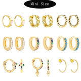 925 Silver Rainbow Spike Earrings CZ Huggie Hoops