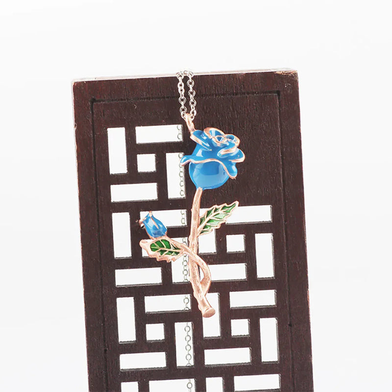 925 Sterling Silver Rose Flower Pendant Necklace