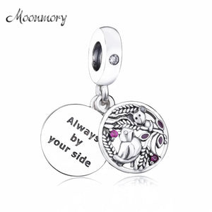 925 Sterling Silver Family Birds Bead Pendant Charm for Women