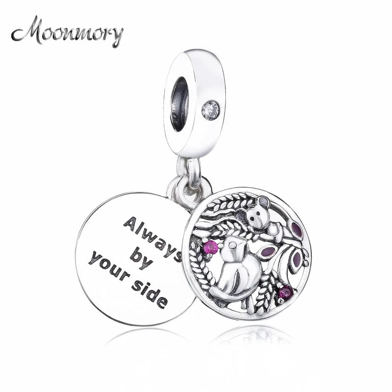 925 Sterling Silver Family Birds Bead Pendant Charm for Women
