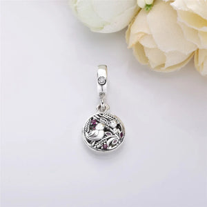 925 Sterling Silver Family Birds Bead Pendant Charm for Women