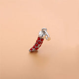 925 Silver Red Italian Horn Necklace Pendant Charm