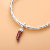 925 Silver Red Italian Horn Necklace Pendant Charm