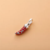 925 Silver Red Italian Horn Necklace Pendant Charm