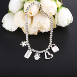 925 Silver Beads Chain Bracelet Small Pendant DIY Unisex Jewelry