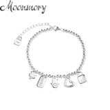 925 Silver Beads Chain Bracelet Small Pendant DIY Unisex Jewelry