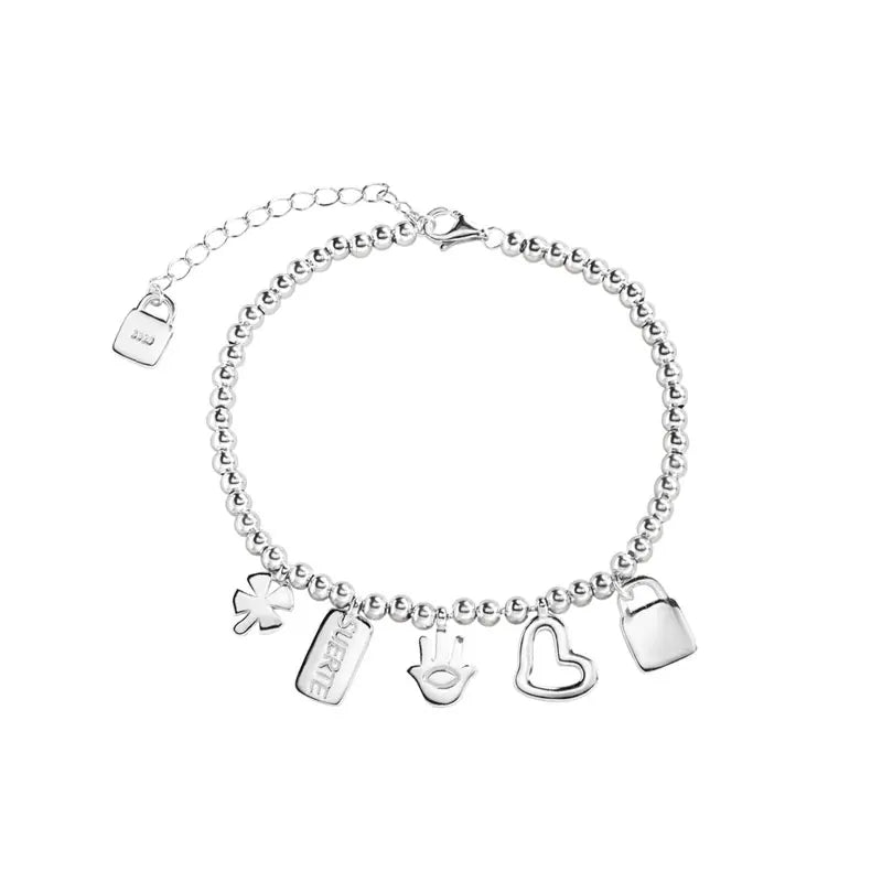 925 Silver Beads Chain Bracelet Small Pendant DIY Unisex Jewelry