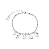 925 Silver Beads Chain Bracelet Small Pendant DIY Unisex Jewelry