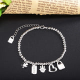 925 Silver Beads Chain Bracelet Small Pendant DIY Unisex Jewelry