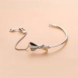 925 Silver Bow Tie Bracelet with Cubic Zirconia