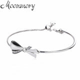 925 Silver Bow Tie Bracelet with Cubic Zirconia