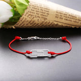 925 Silver CZ Big Crystal Red Rope Bracelet Half Red String Half Silver Chain