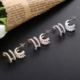 925 Silver CZ Big Freshwater Pearls Studs Earring For Women