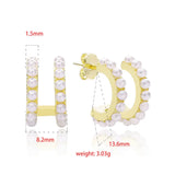 925 Silver CZ Big Freshwater Pearls Studs Earring For Women