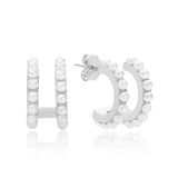 925 Silver CZ Big Freshwater Pearls Studs Earring For Women