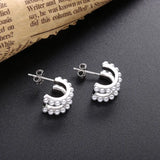 925 Silver CZ Big Freshwater Pearls Studs Earring For Women
