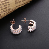 925 Silver CZ Big Freshwater Pearls Studs Earring For Women