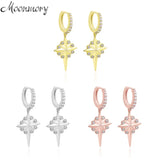 925 Silver CZ Full Stone Drop Pendant Earring Starlight Snowflake Drop Earring