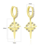 925 Silver CZ Full Stone Drop Pendant Earring Starlight Snowflake Drop Earring