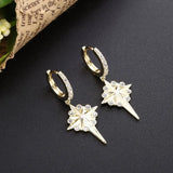 925 Silver CZ Full Stone Drop Pendant Earring Starlight Snowflake Drop Earring